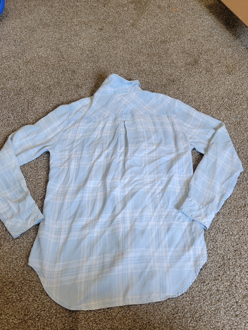 Rails Light Blue Liam Plaid Chambray Long Sleeve Button down top - Picture 8 of 10